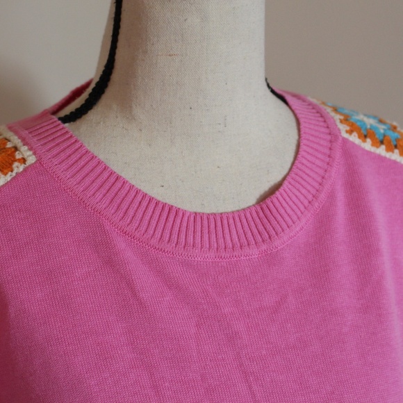 Belle By Kim Gravel, Square Crochet Sleeve sweater NWOT - Picture 8 of 14